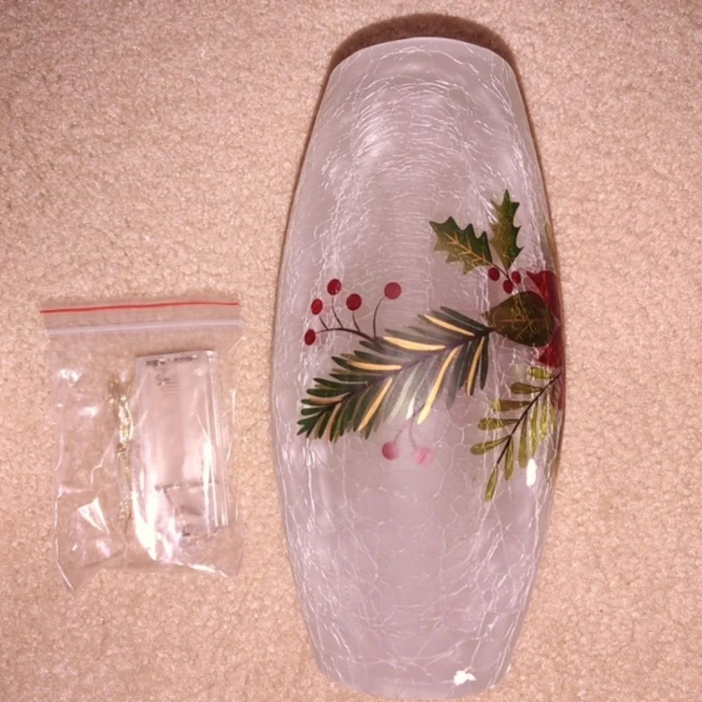 Christmas lighted poinsettia oblong vase